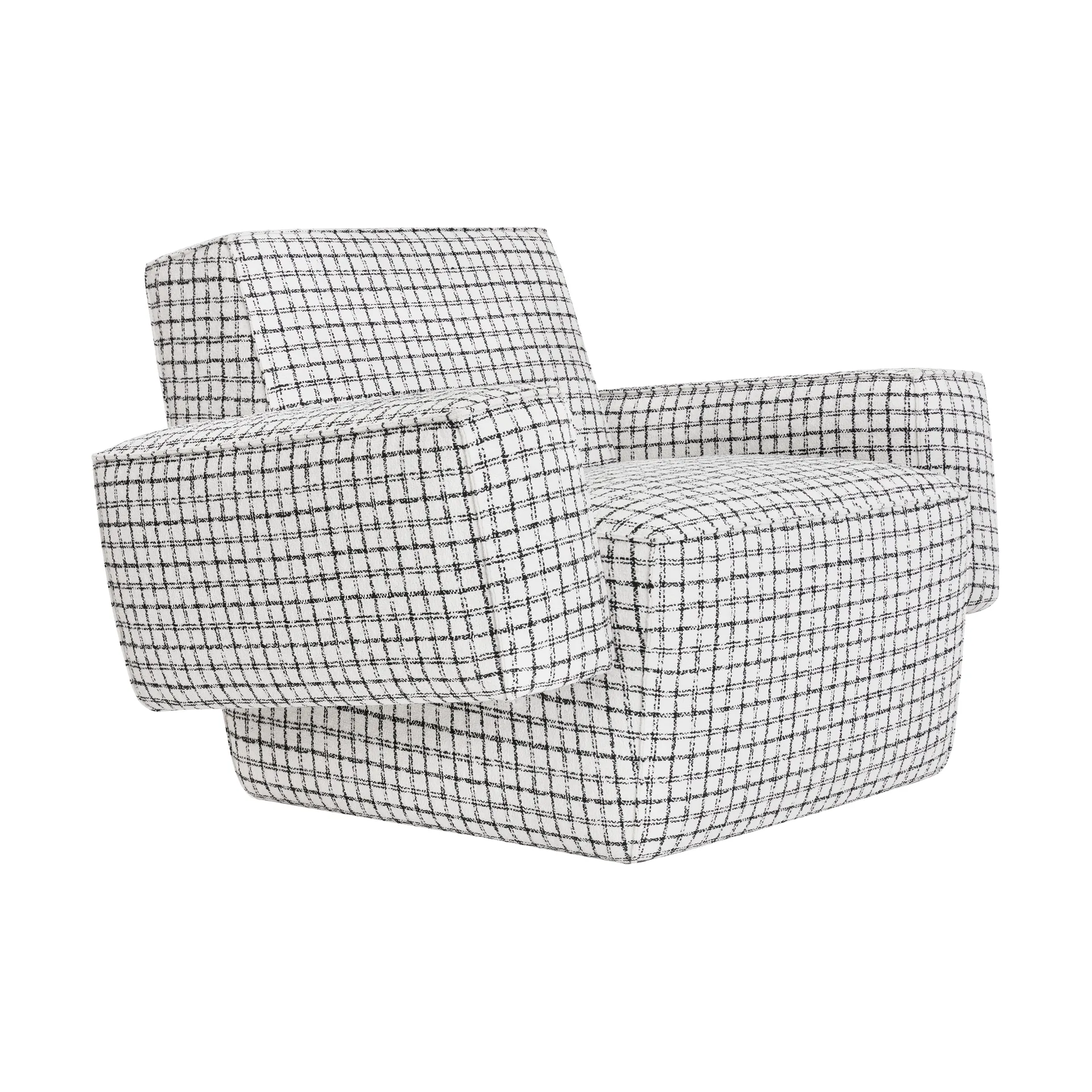 Fauteuil lounge Hunk avec accoudoirs, Checkered black/white Hem