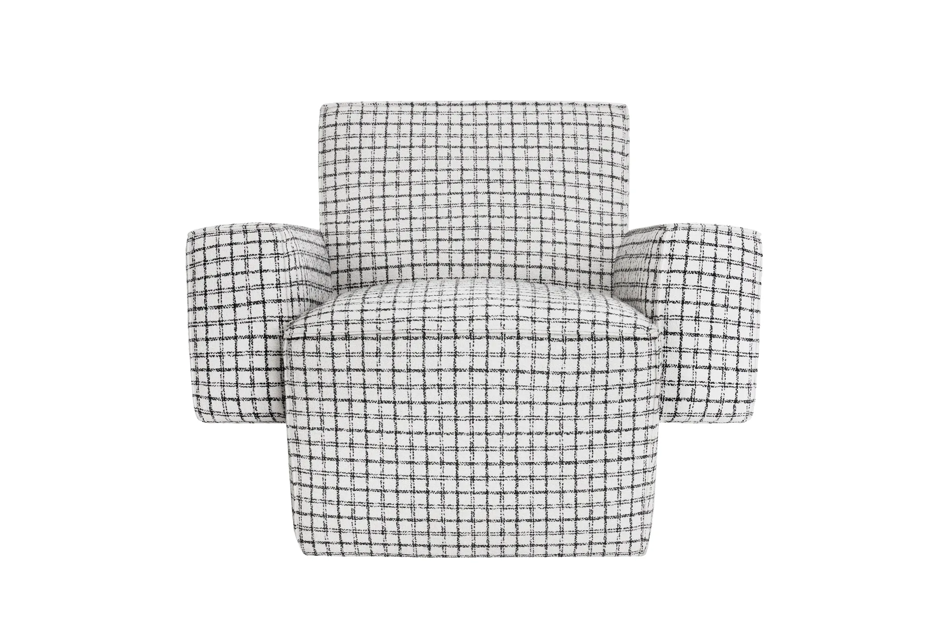 Fauteuil lounge Hunk avec accoudoirs, Checkered black/white Hem