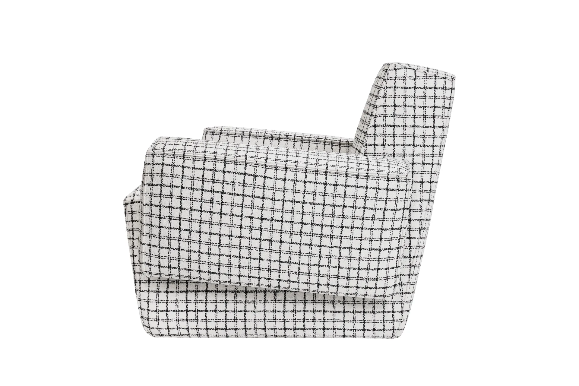 Fauteuil lounge Hunk avec accoudoirs, Checkered black/white Hem