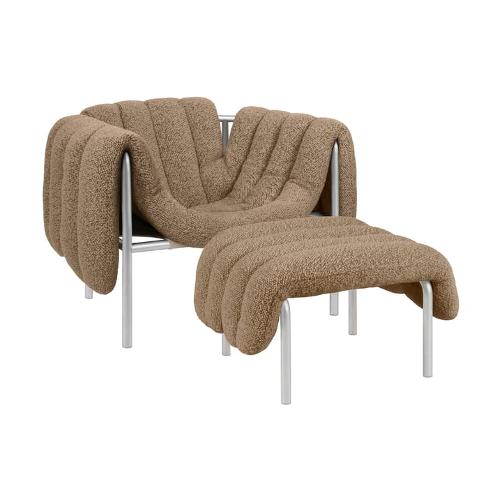 Fauteuil lounge + ottomane Puffy - Sawdust-acier inoxydable - Hem
