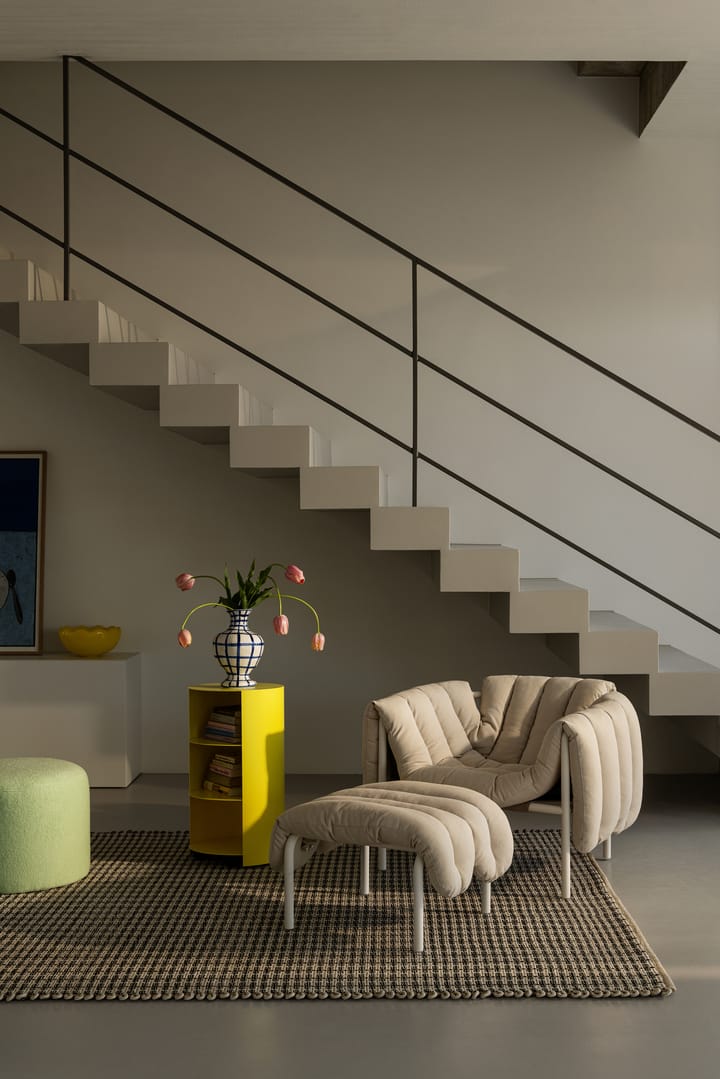 Fauteuil lounge + ottomane Puffy, Sawdust-cream Hem
