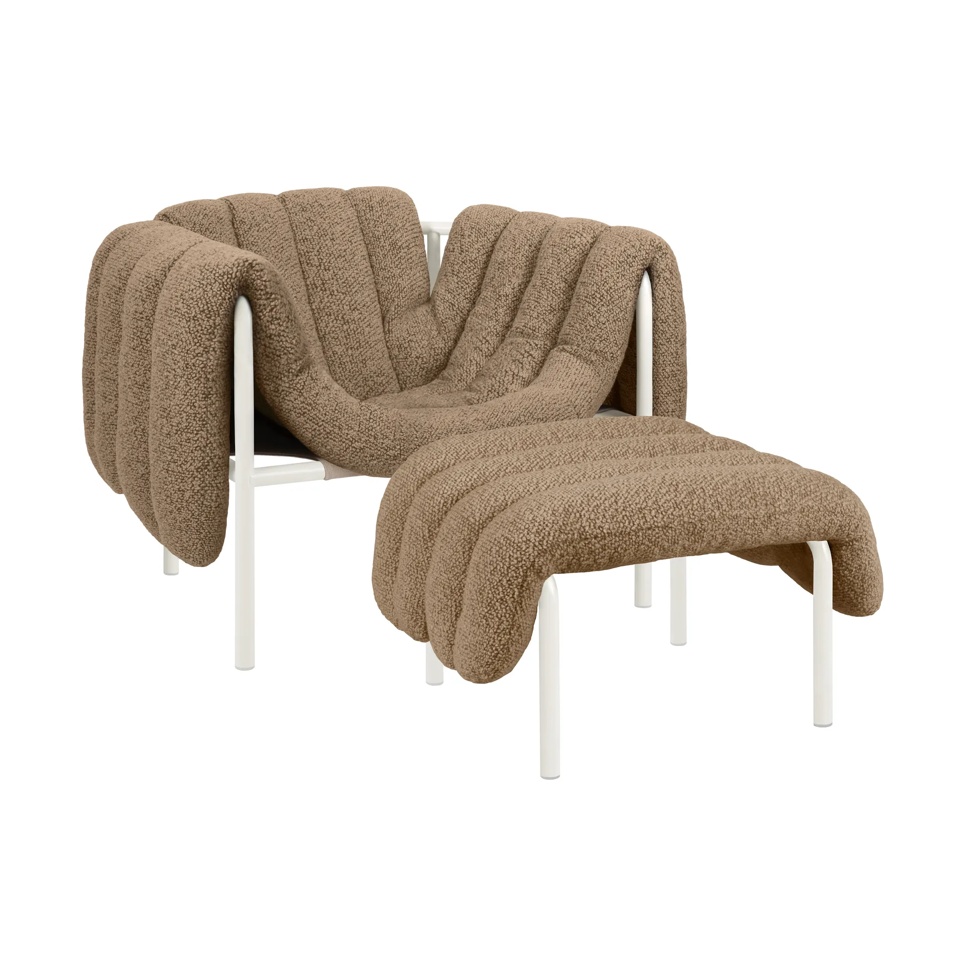 Fauteuil lounge + ottomane Puffy, Sawdust-cream Hem