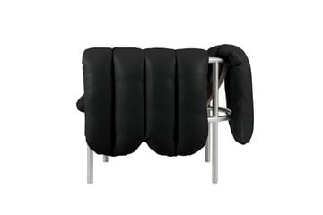 Fauteuil lounge Puffy - Black leather-acier inoxydable - Hem