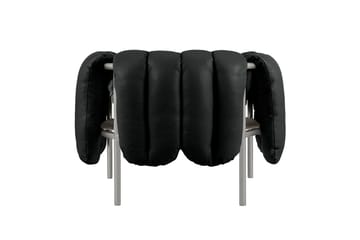 Fauteuil lounge Puffy - Black leather-acier inoxydable - Hem