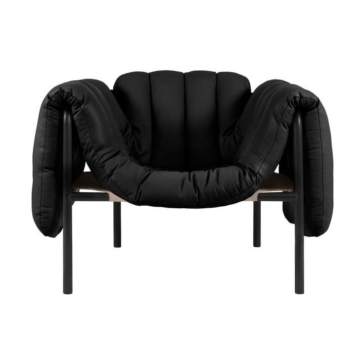 Fauteuil lounge Puffy - Black leather-black grey - Hem