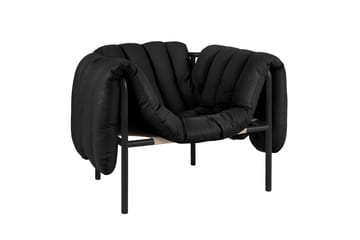 Fauteuil lounge Puffy - Black leather-black grey - Hem