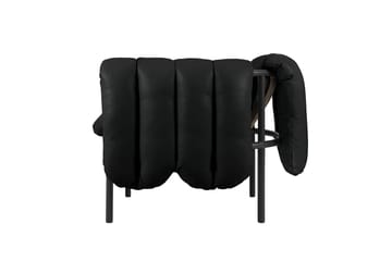 Fauteuil lounge Puffy - Black leather-black grey - Hem