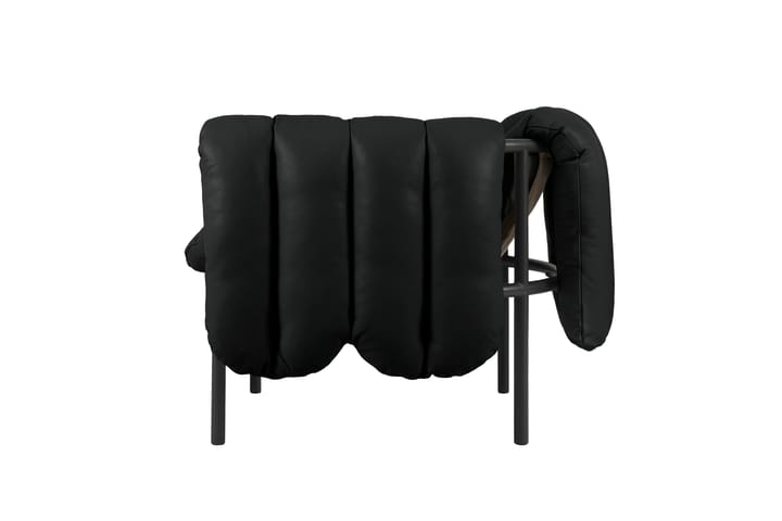 Fauteuil lounge Puffy, Black leather-black grey Hem