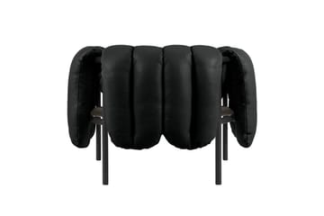 Fauteuil lounge Puffy - Black leather-black grey - Hem