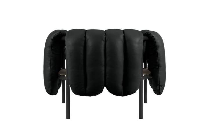 Fauteuil lounge Puffy, Black leather-black grey Hem