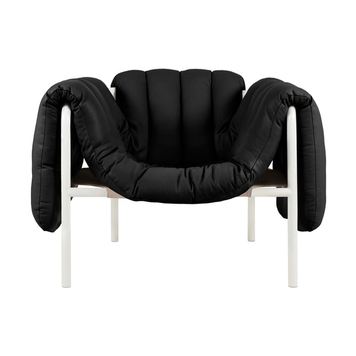 Fauteuil lounge Puffy - Black leather-cream - Hem