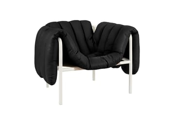Fauteuil lounge Puffy - Black leather-cream - Hem