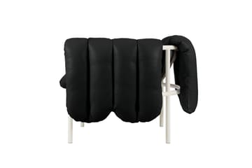 Fauteuil lounge Puffy - Black leather-cream - Hem