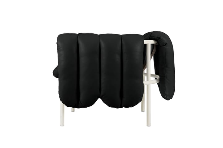 Fauteuil lounge Puffy, Black leather-cream Hem