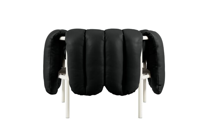 Fauteuil lounge Puffy, Black leather-cream Hem