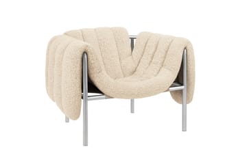 Fauteuil lounge Puffy - Eggshell-acier inoxydable - Hem