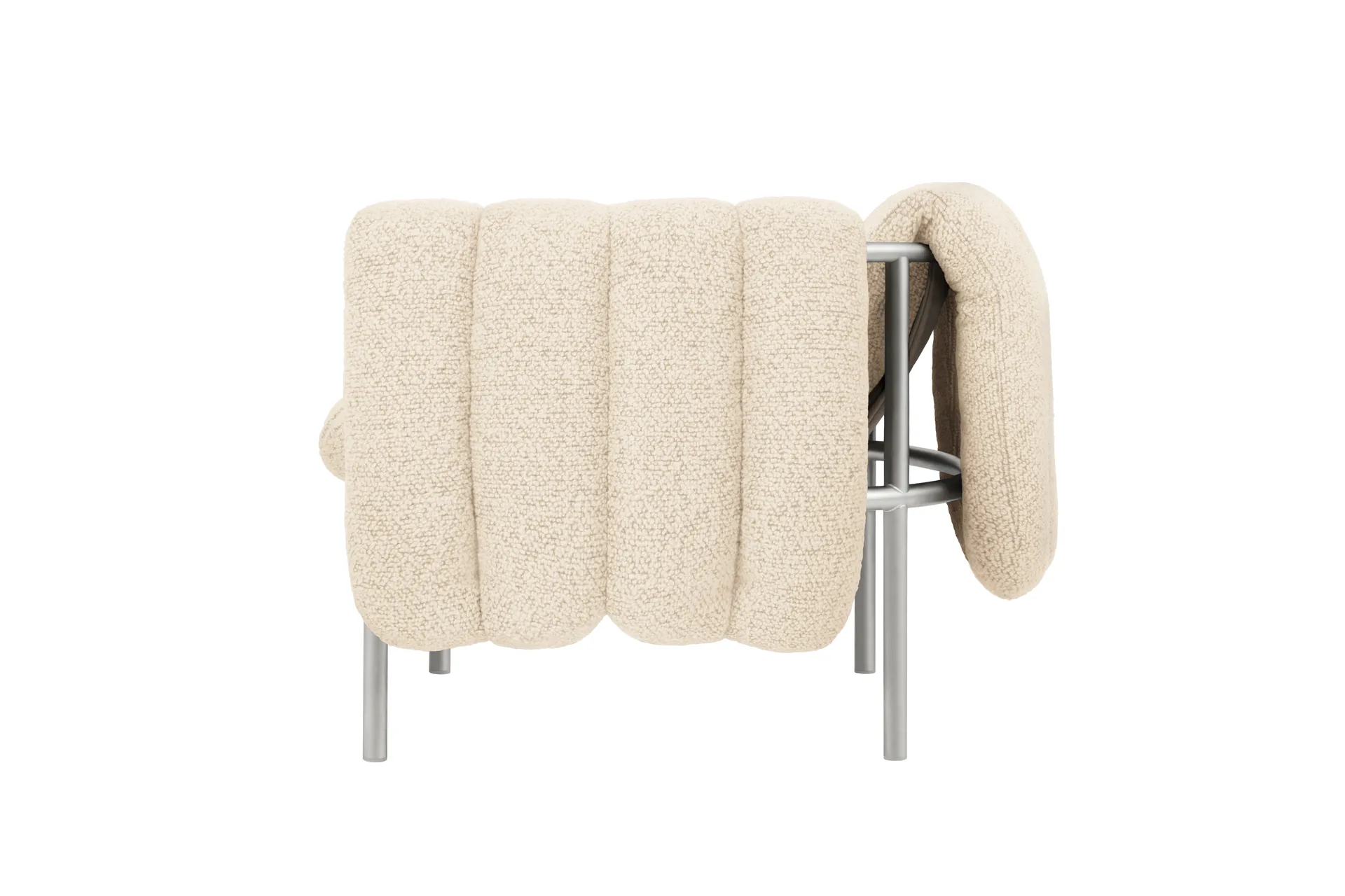 Fauteuil lounge Puffy, Eggshell-acier inoxydable Hem
