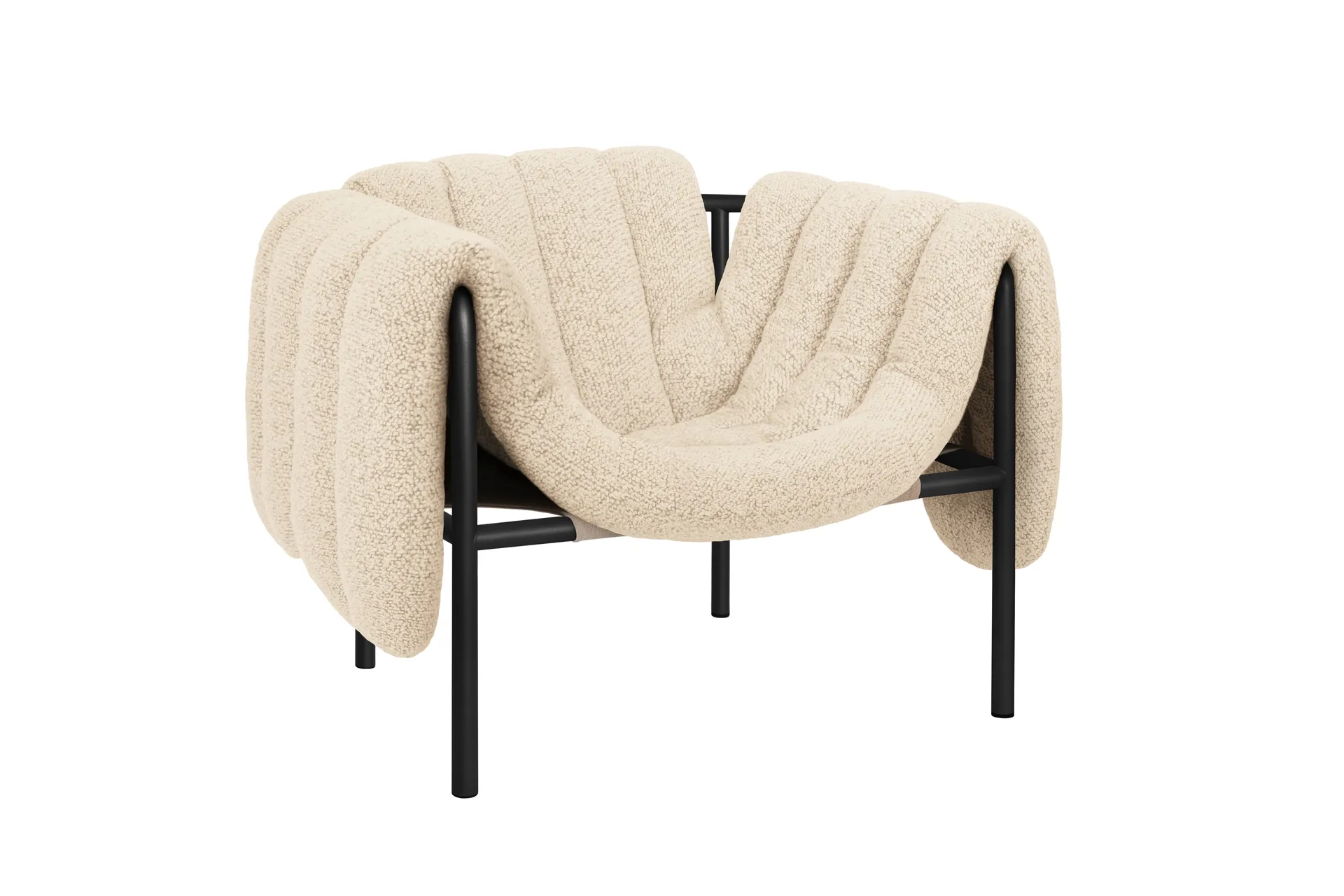 Fauteuil lounge Puffy, Eggshell-black grey Hem