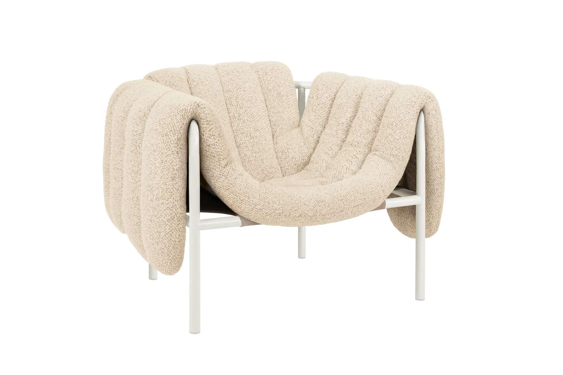 Fauteuil lounge Puffy, Eggshell-cream Hem