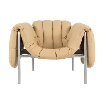 Fauteuil lounge Puffy - Sand leather-acier inoxydable - Hem