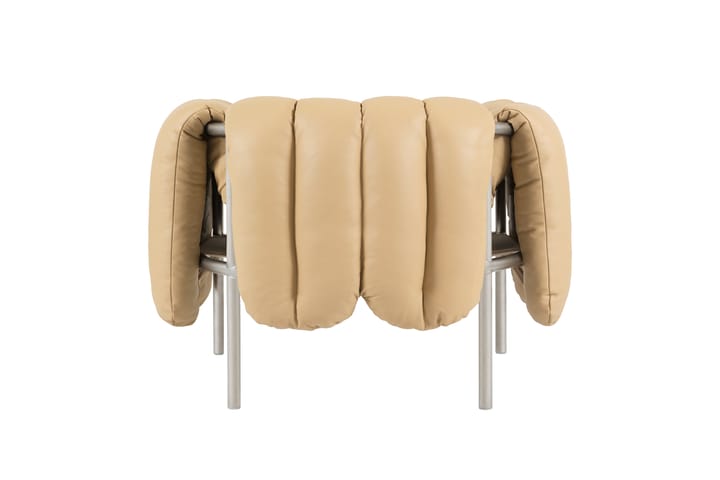 Fauteuil lounge Puffy, Sand leather-acier inoxydable Hem