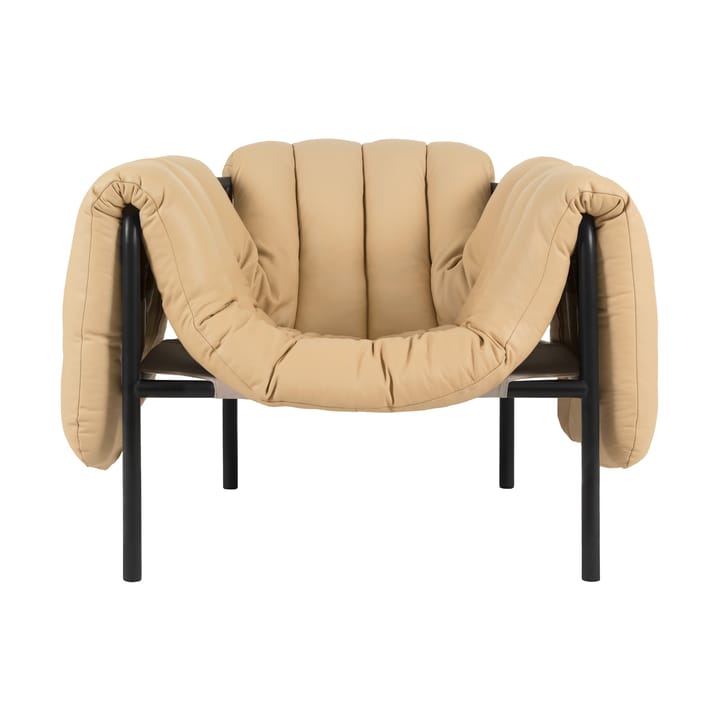Fauteuil lounge Puffy - Sand leather-black grey - Hem