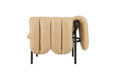 Fauteuil lounge Puffy - Sand leather-black grey - Hem