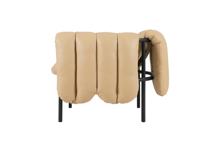 Fauteuil lounge Puffy, Sand leather-black grey Hem