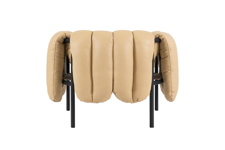 Fauteuil lounge Puffy, Sand leather-black grey Hem