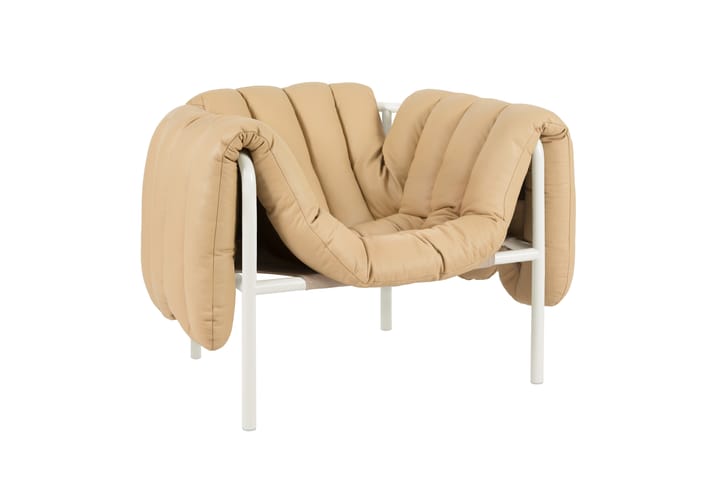 Fauteuil lounge Puffy, Sand leather-cream Hem