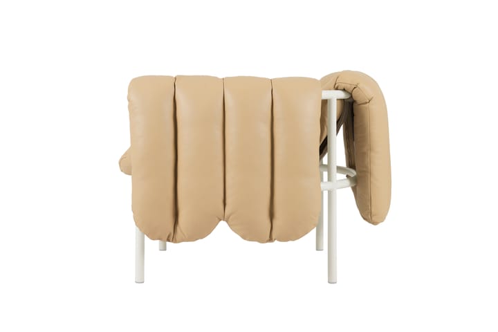 Fauteuil lounge Puffy, Sand leather-cream Hem