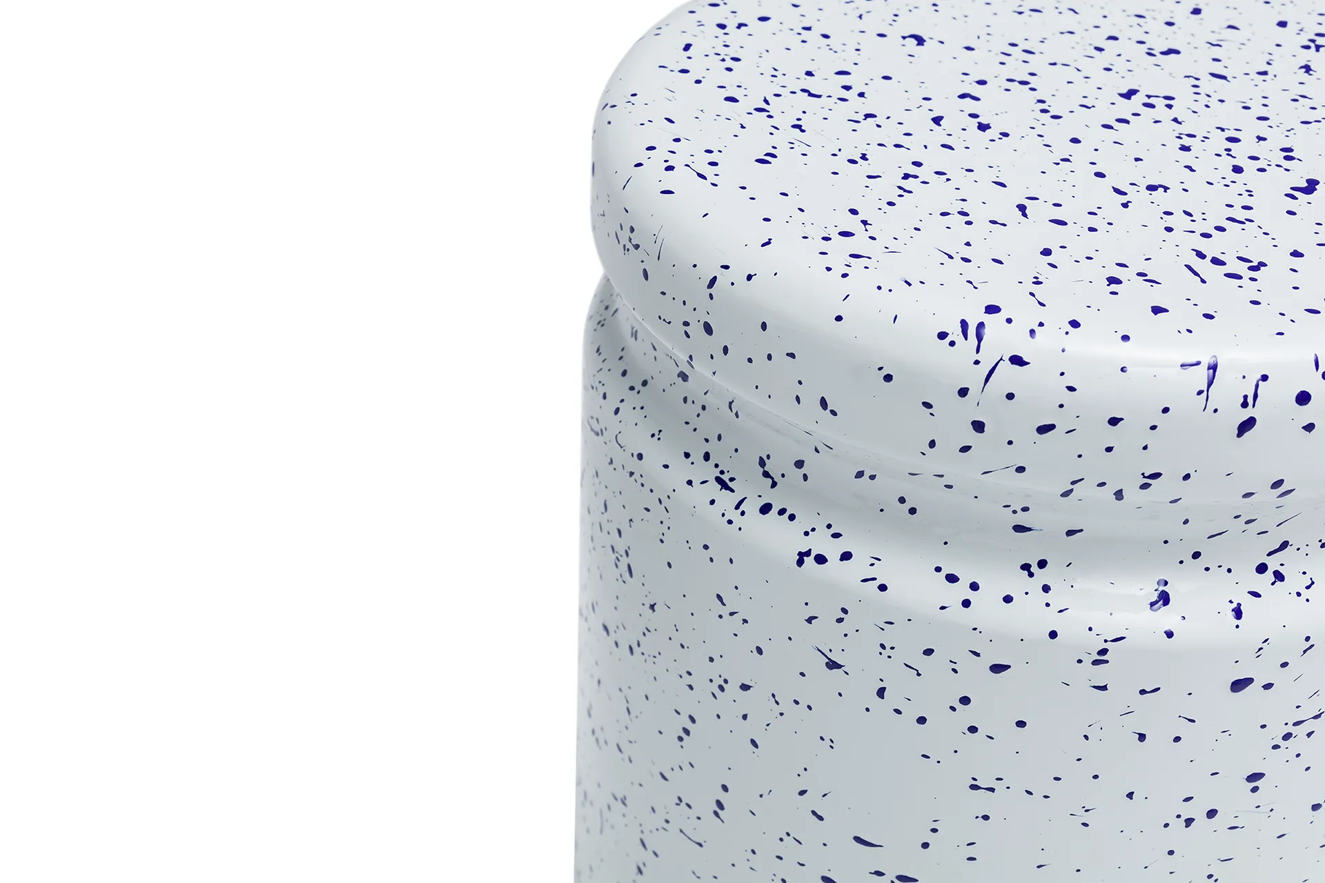 Last tabouret rond Ø32x44 cm, White-blue splatter Hem