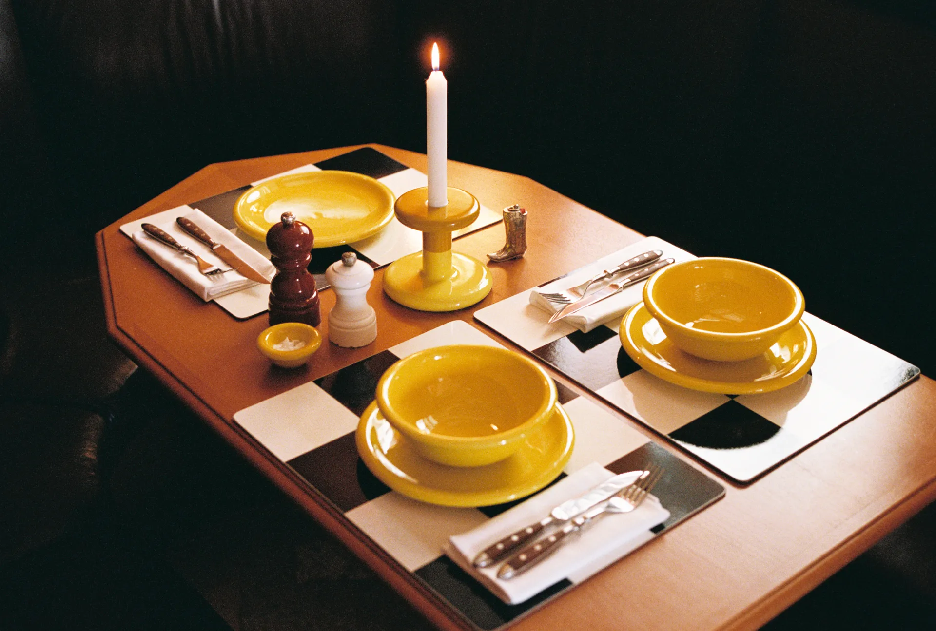 Lot de 2 sets de table Check 30x40 cm, Cream-black Hem