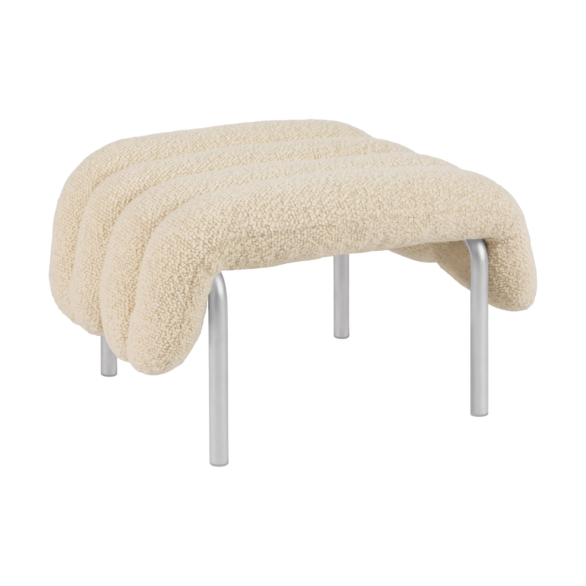 Ottomane Puffy 58x67 cm, Eggshell-acier inoxydable Hem