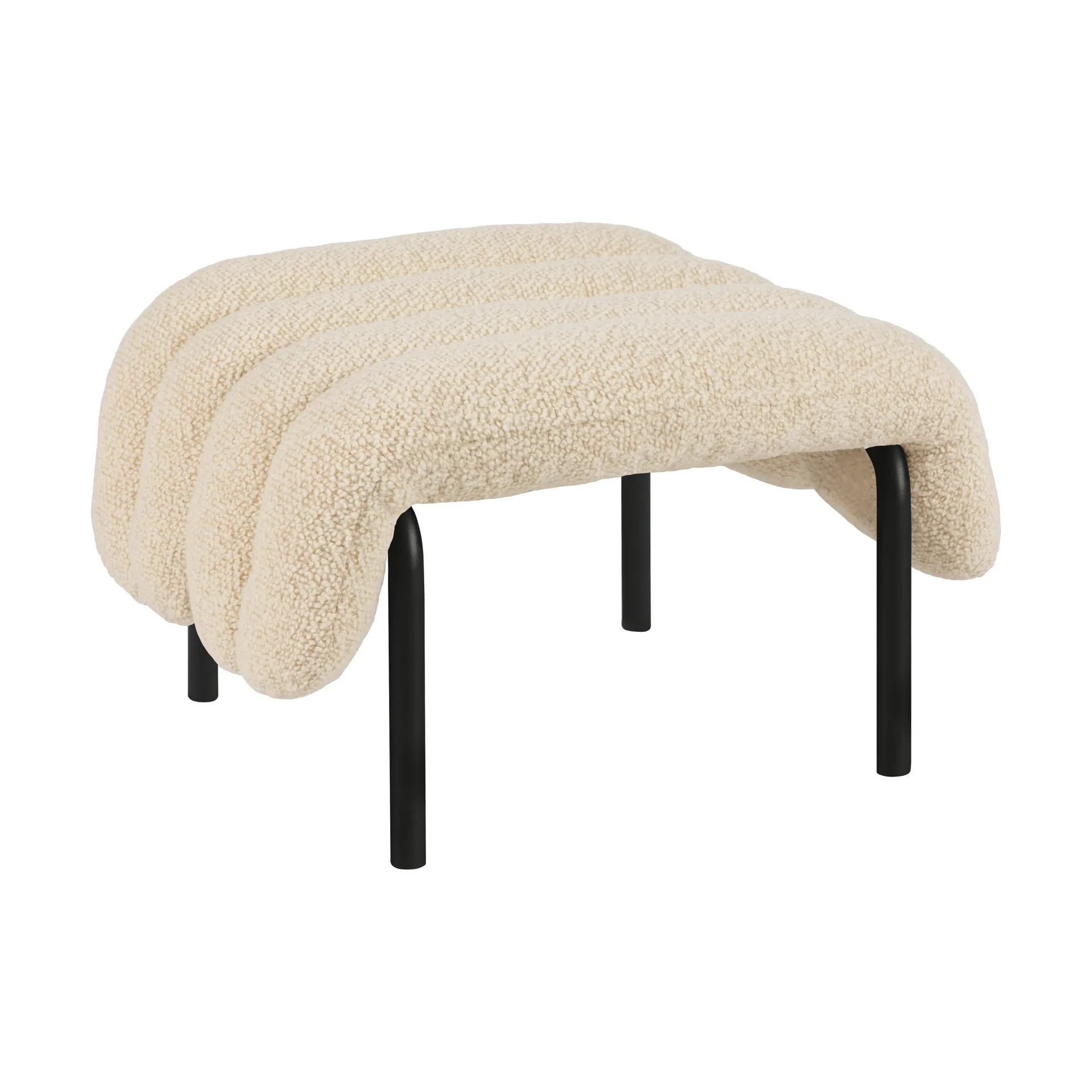 Ottomane Puffy 58x67 cm, Eggshell-black grey Hem