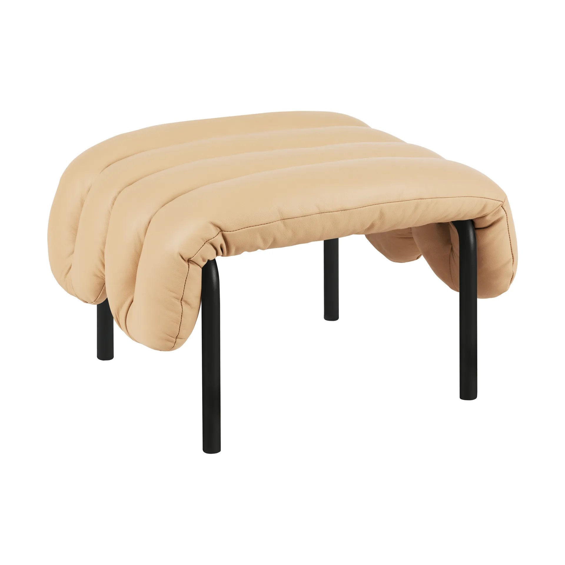 Ottomane Puffy 58x67 cm, Sand leather-black grey Hem