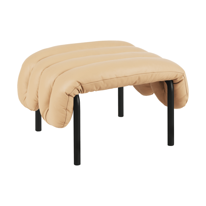 Ottomane Puffy 58x67 cm - Sand leather-black grey - Hem
