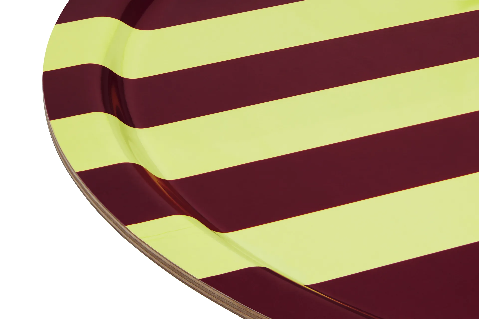 Plateau Stripe Large Ø65 cm, Butter-burgundy Hem