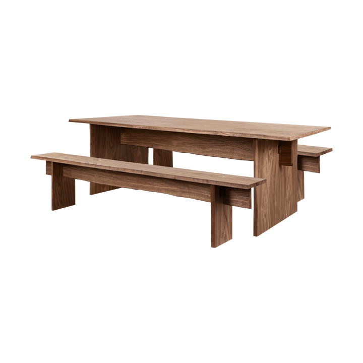 Table à manger Bookmatch avec bancs 220 cm - Noyer - Hem