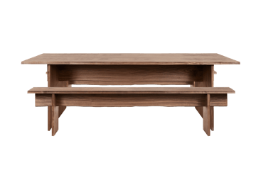 Table à manger Bookmatch avec bancs 220 cm - Noyer - Hem