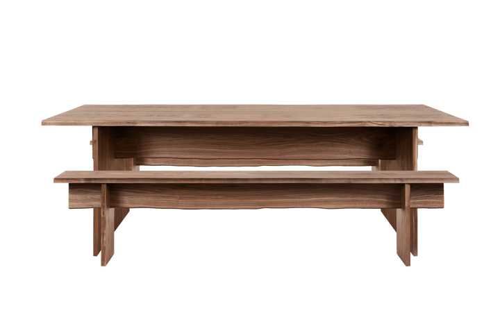 Table à manger Bookmatch avec bancs 220 cm, Noyer Hem
