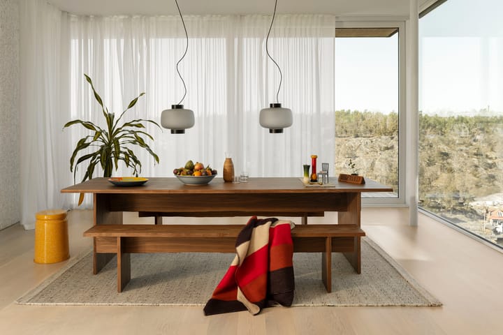 Table à manger Bookmatch avec bancs 220 cm, Noyer Hem