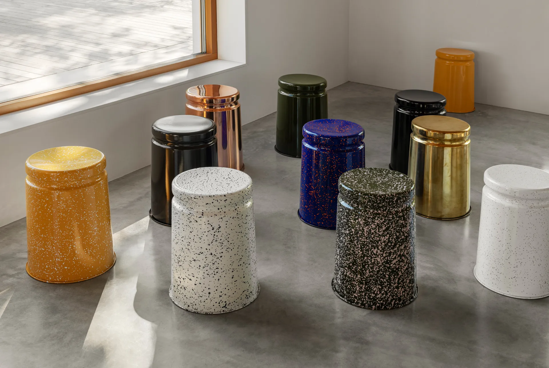 Tabouret Last Ø32x44 cm, Black-white splatter Hem