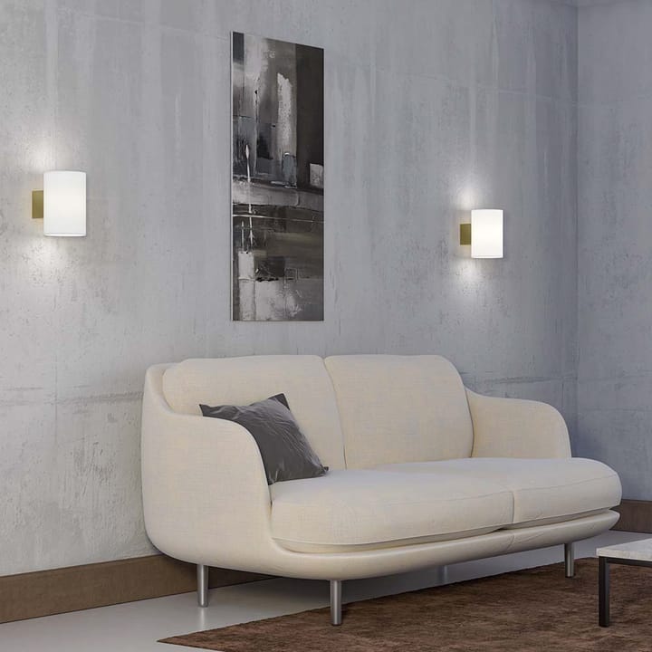 Applique murale Evoke grande, Laiton satiné-verre blanc Herstal