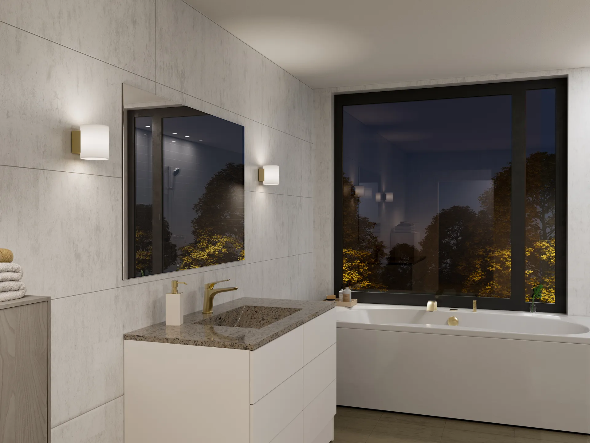 Applique murale Evoke small, Satin brass-verre opale Herstal