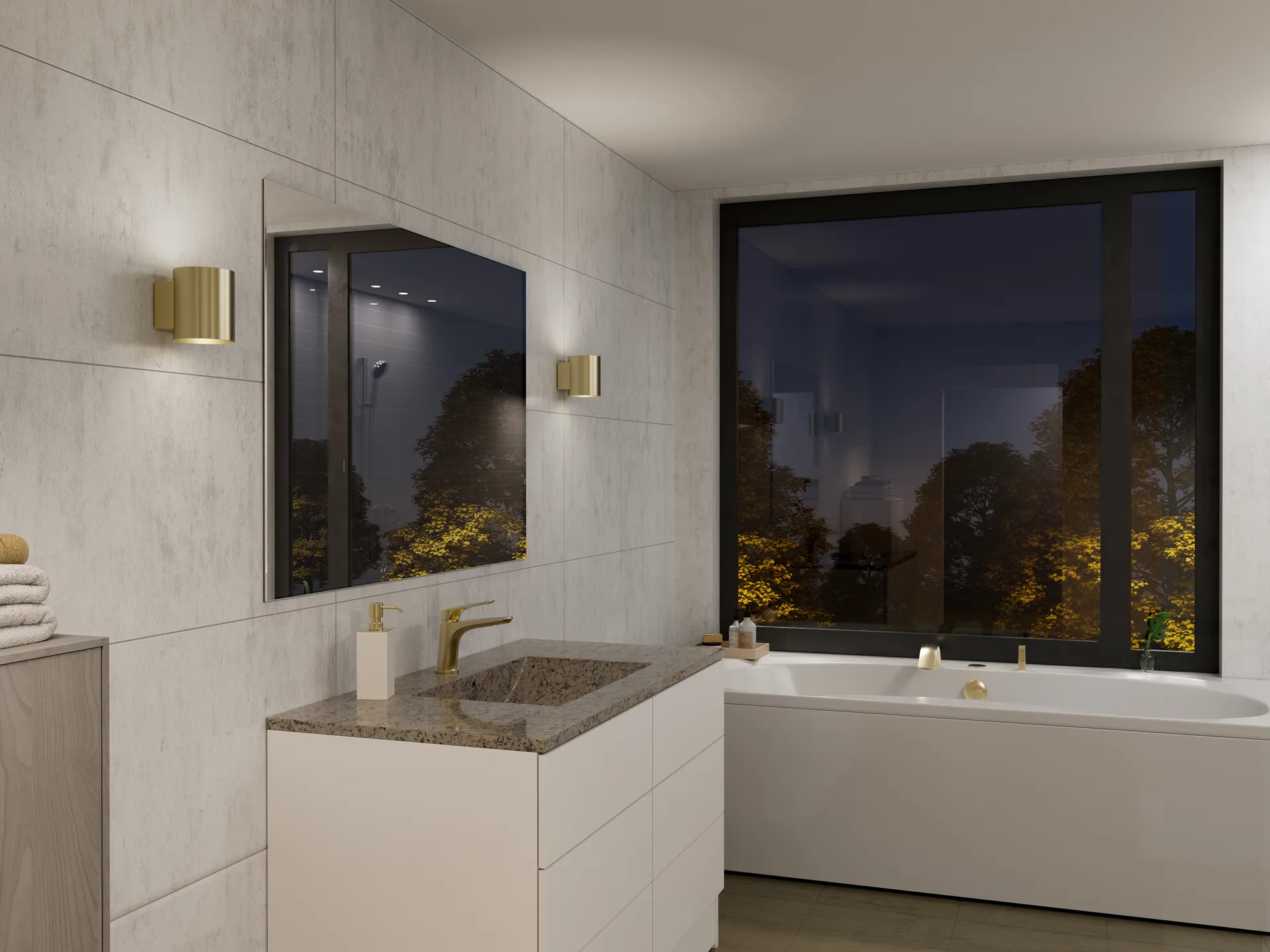 Applique murale Evoke small, Satin brass Herstal