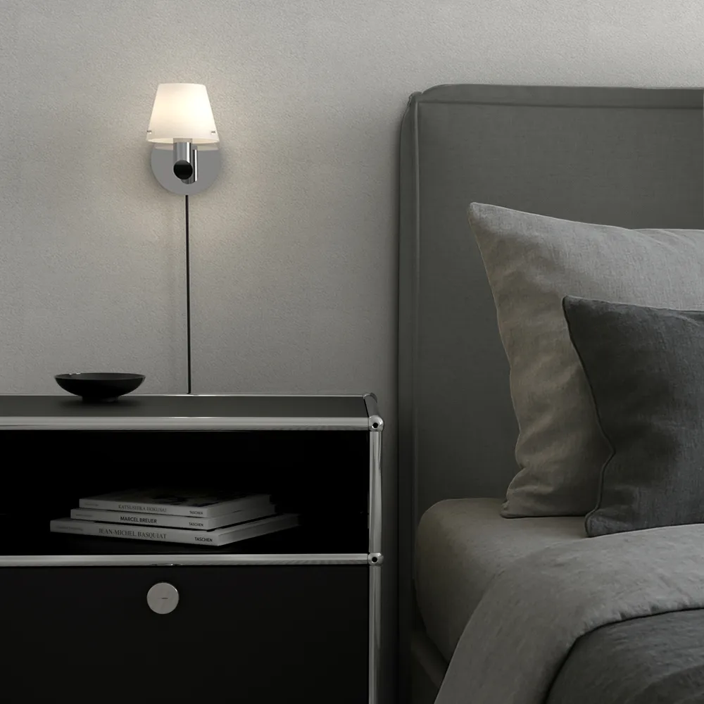 Applique murale Gil, Chrome-verre opale Herstal