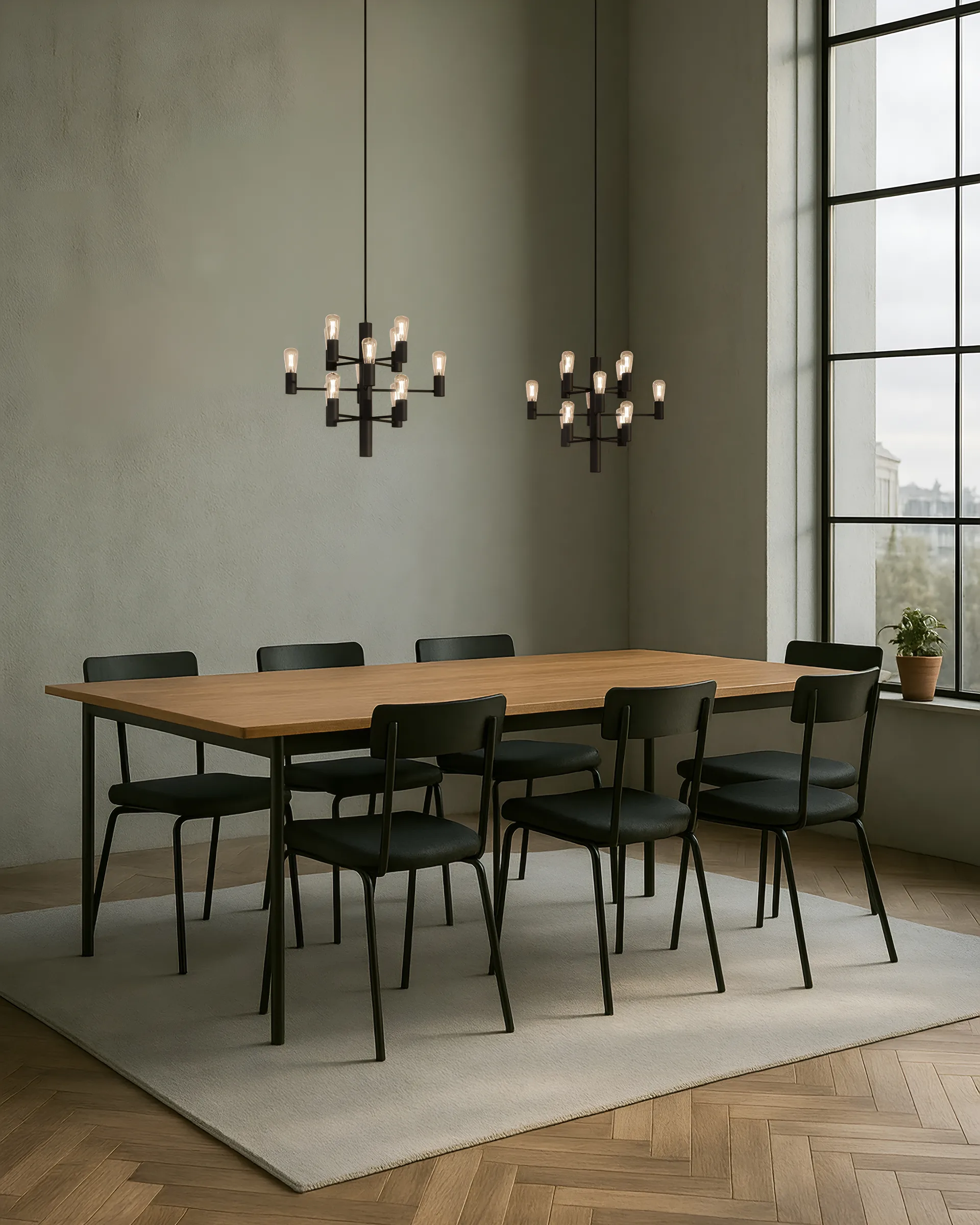 Chandelier Manola Mini 12, Noir Herstal