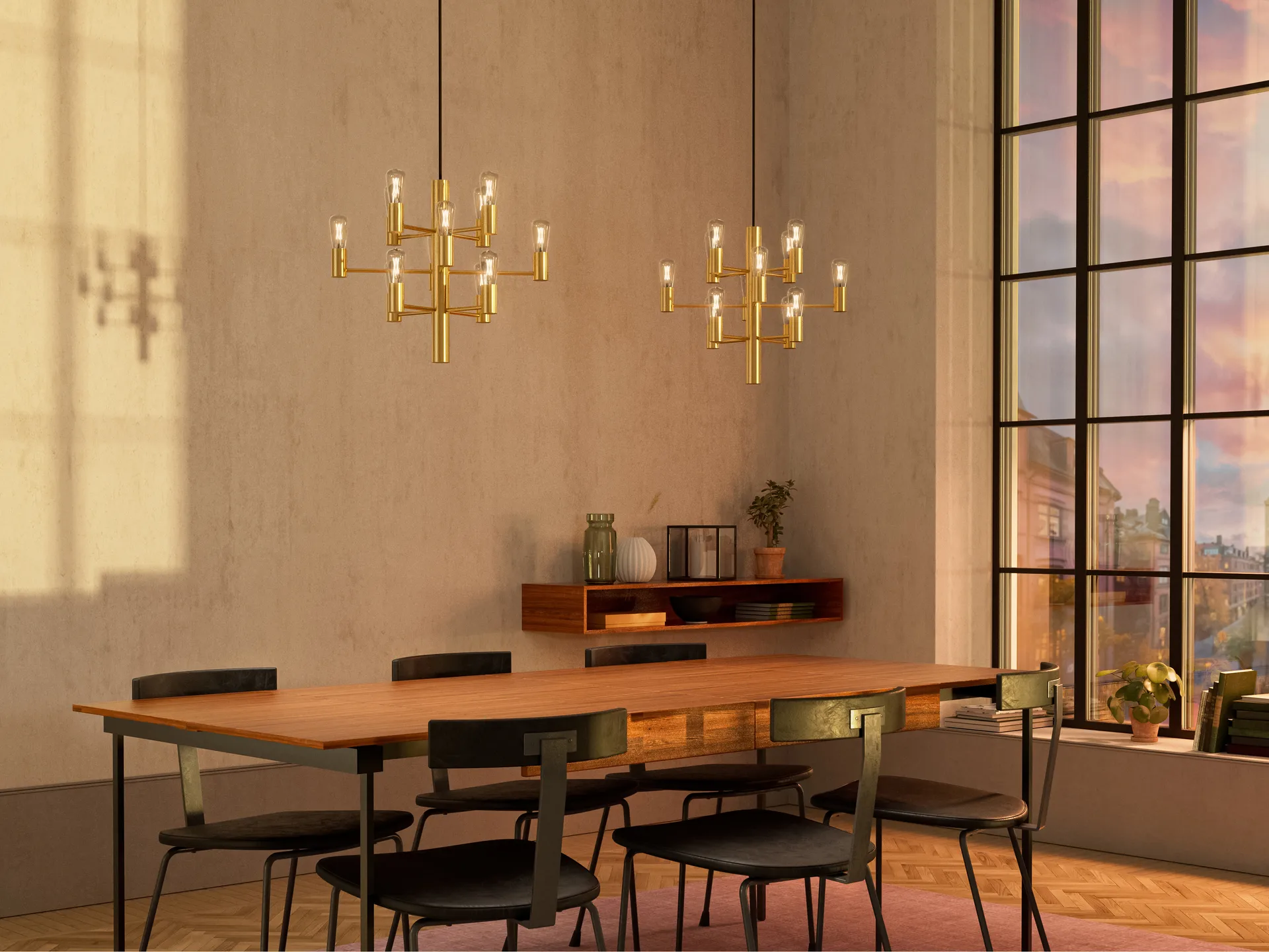 Chandelier Manola Mini 12, Satin-laiton Herstal