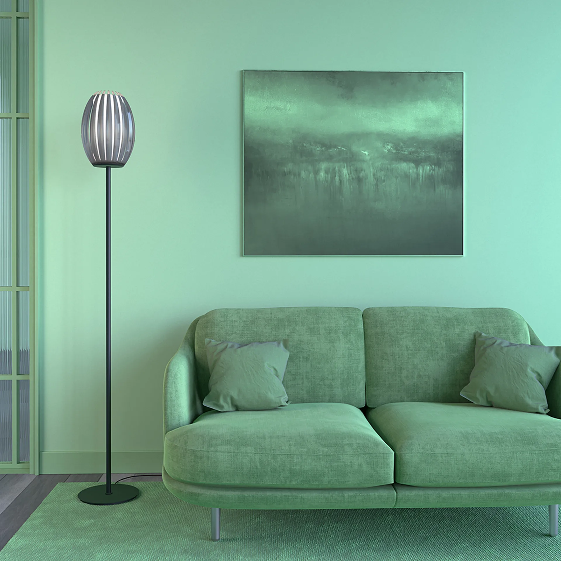 Lampadaire Tentacle 165 cm, Noir-fumée Herstal